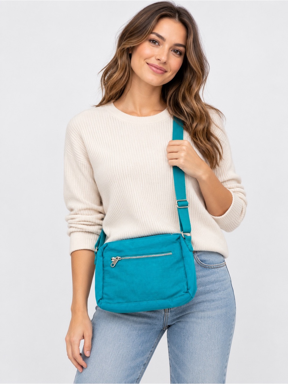 Bueno Teal Blue Adjustable Crossbody Bag for Women